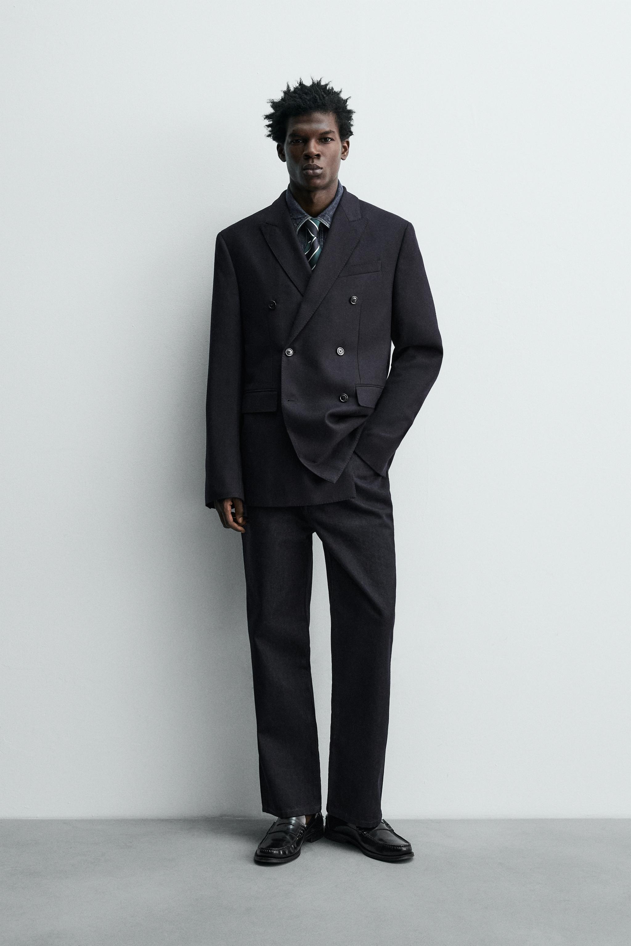 DOUBLE BREASTED 100% WOOL FLANNEL BLAZER